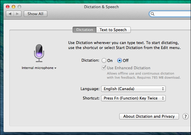 voice control shortcut mac
